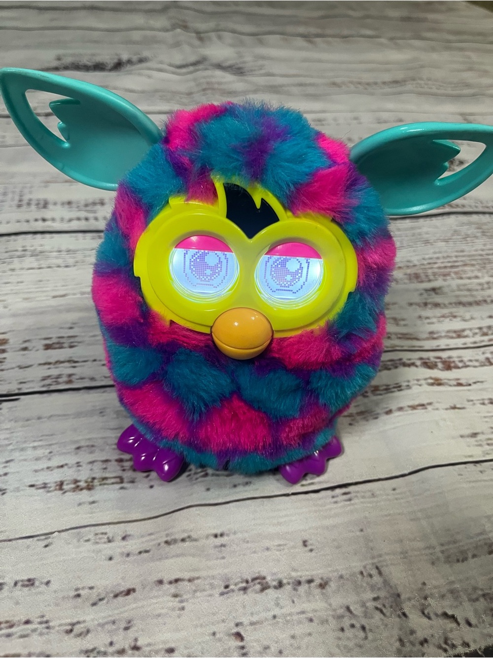 Hasbro Furby Boom Pink and Blue Hearts interactive toy 2012 Tested-Works